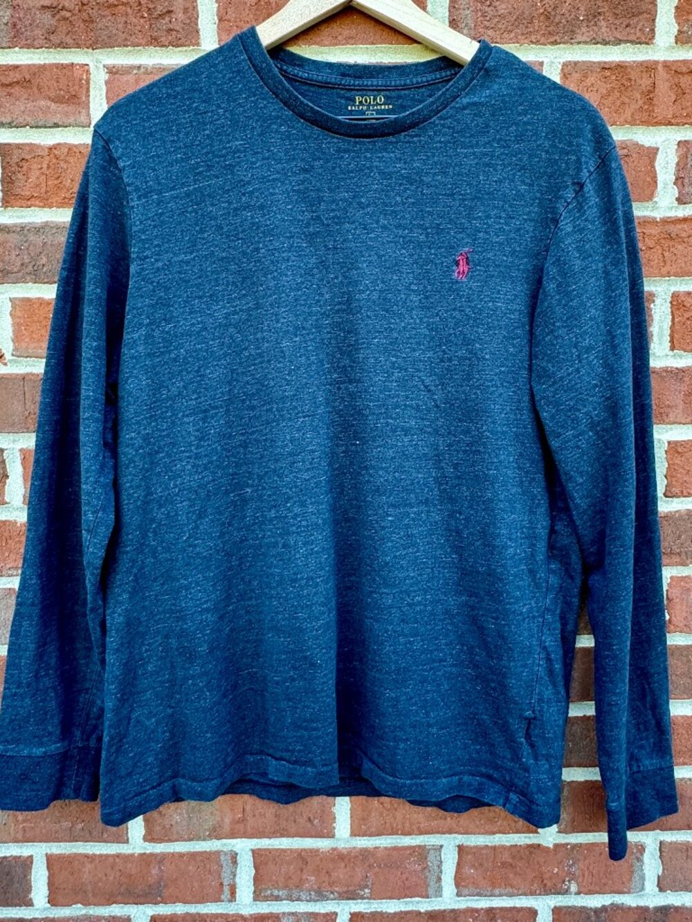 Polo Ralph Lauren Long Sleeve Tee Adult Large Dark Gray Custom Fit Pony Logo